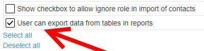 Export privileges Export privileges