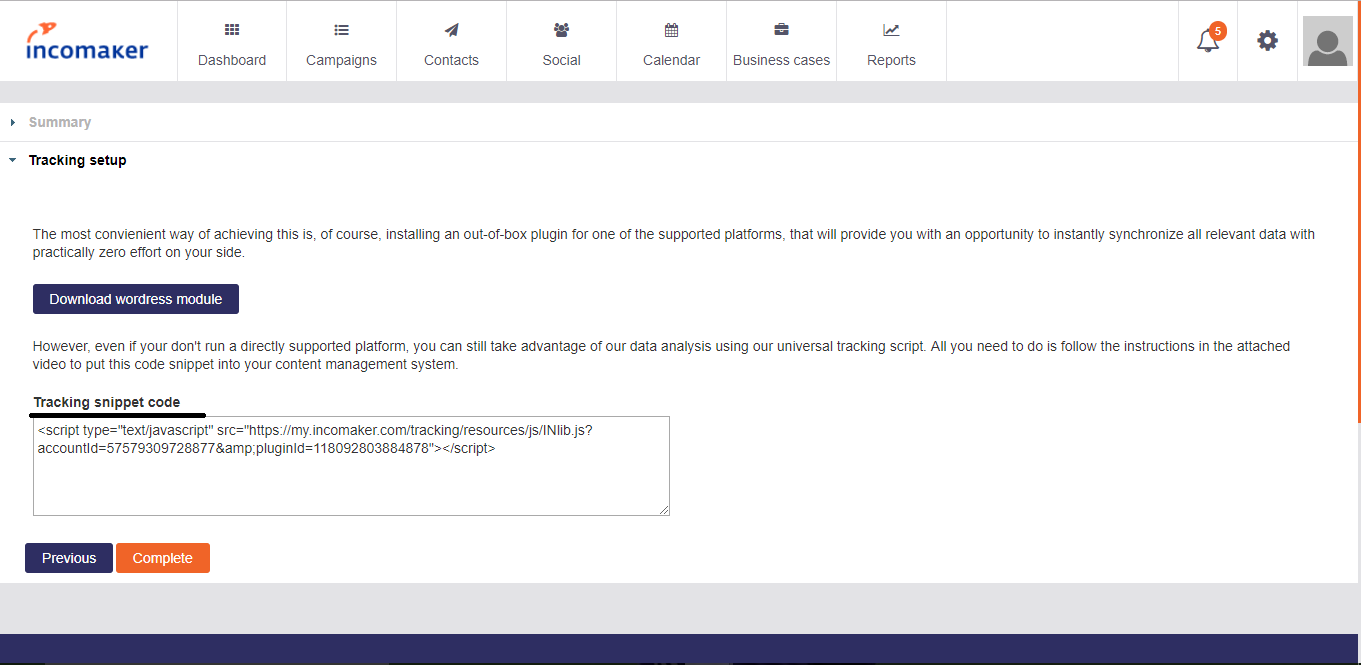 Tracking snippets code Tracking snippets code