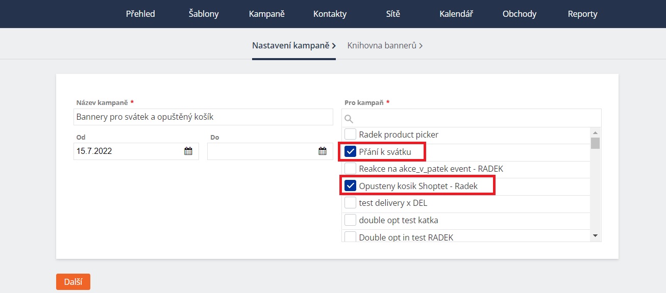 Nastavení segmentů Nastavení segmentů