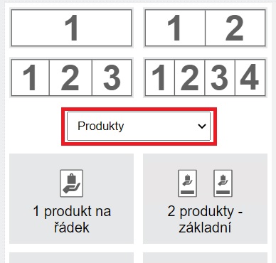 Výběr konkrétních produktů
