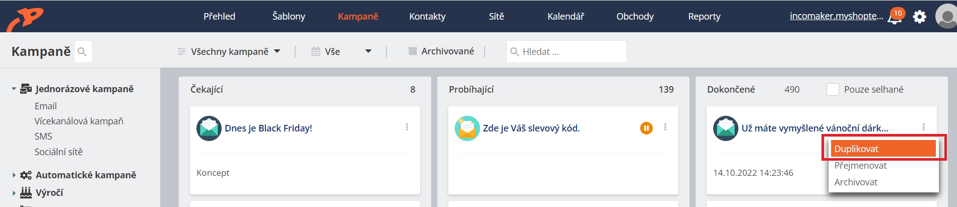 Duplikace kampan&iacute;