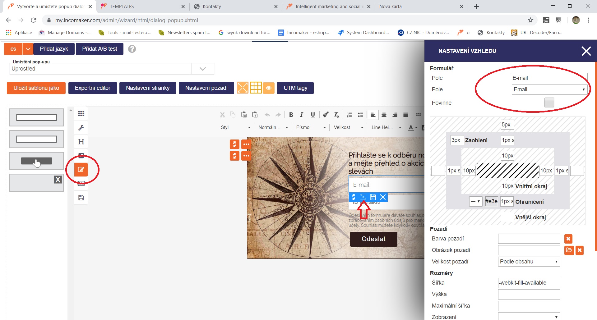 Popup editace Popup editace