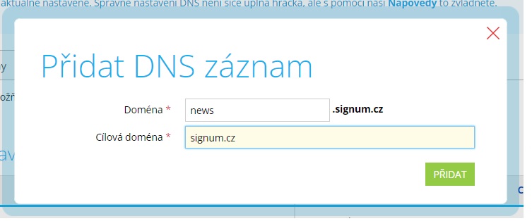Shoptet nastavení DNS Shoptet nastavení DNS