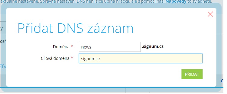 Shoptet nastavení DNS