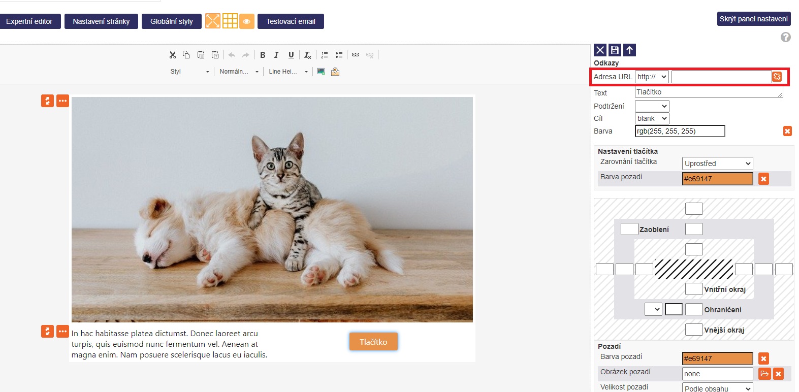Editace tlačítka Editace tlačítka