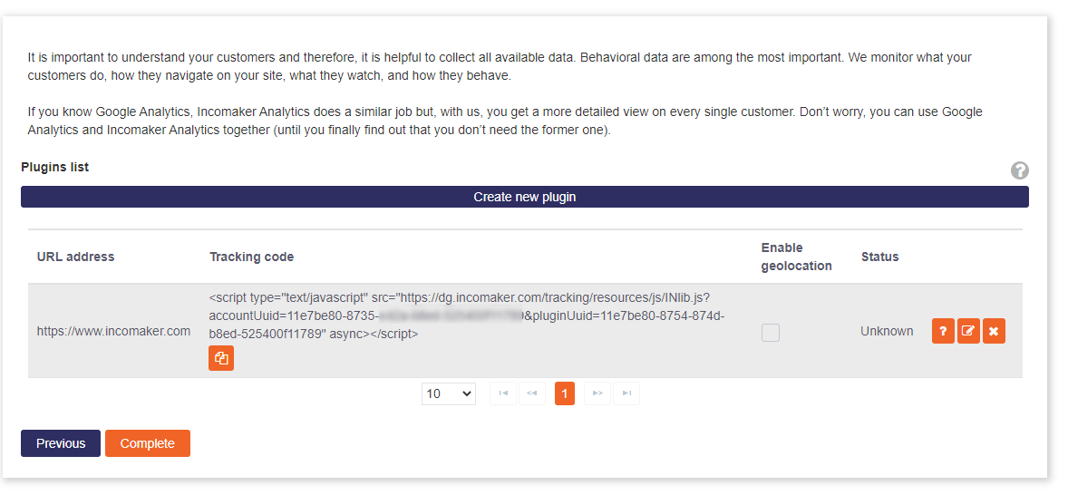 Tracking snippets code Tracking snippets code