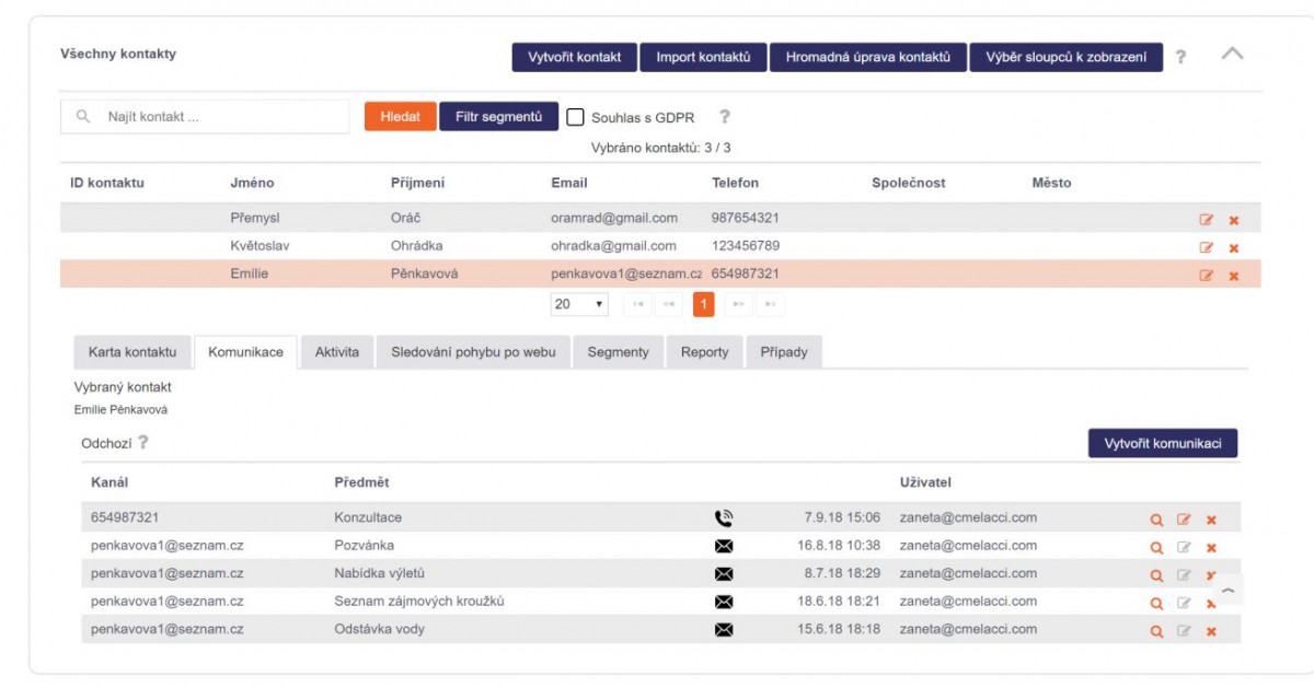 Historie komunikace CRM CRM
