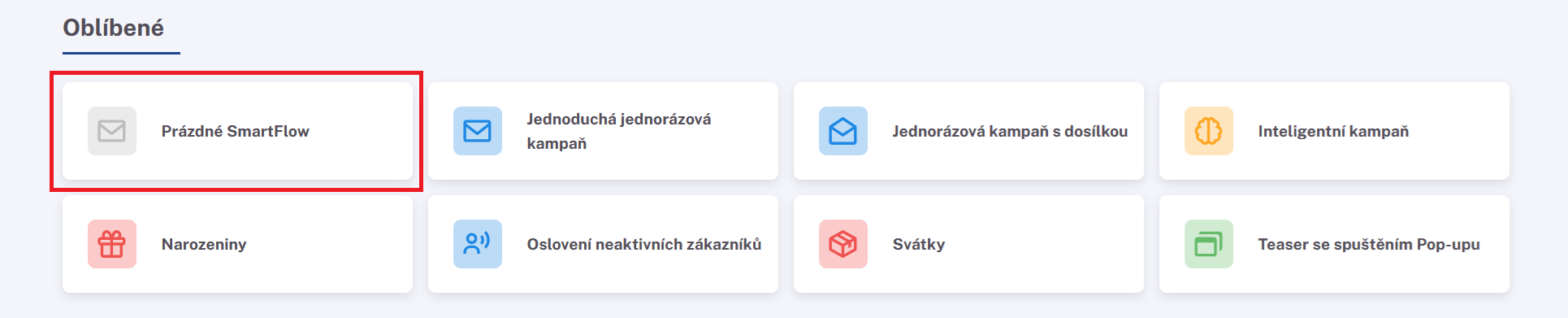 Empty SmartFlow selected from the favourite campaign scenarios