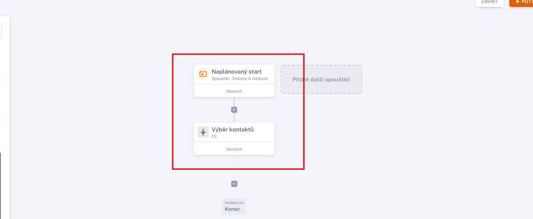 SmartFlow with Scheduled start followed by the Contact selection block